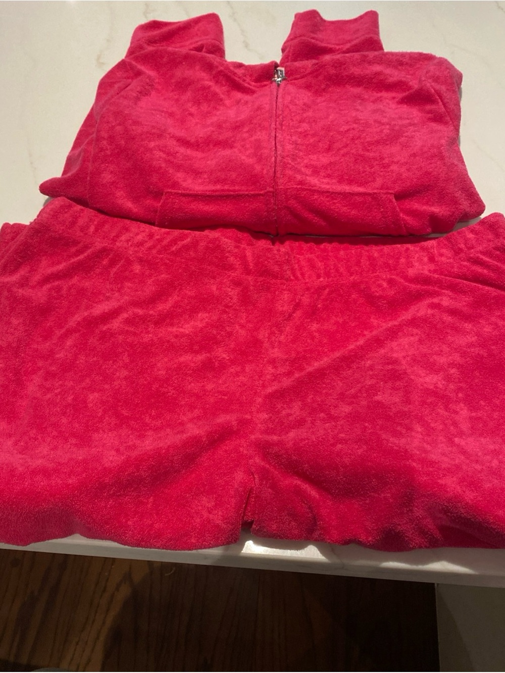 Juicy Couture Velour Suit Large Pink Rhinestone Jacket And Pant Women’s $199